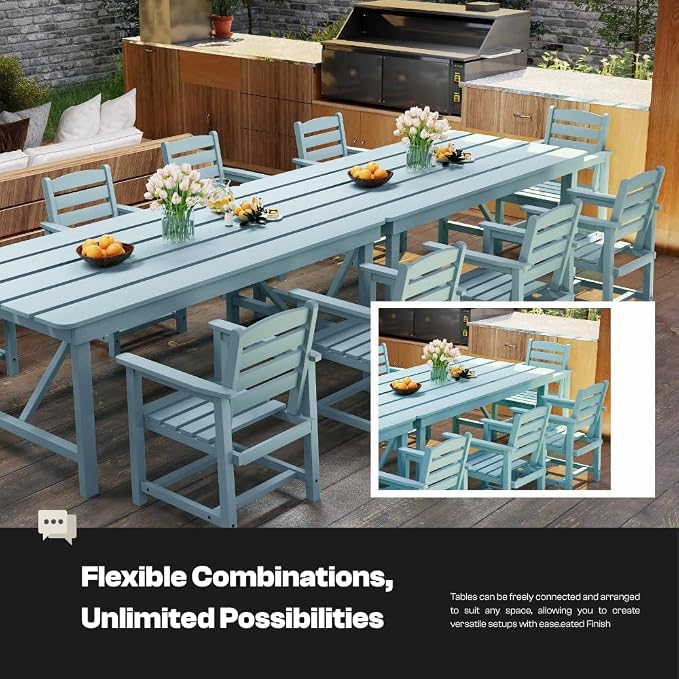 Outdoor HDPE Dining Set 7 Pieces, Patio Table - Image 5