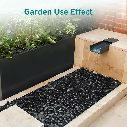 15 lbs Black Rocks for Planters, Polished Garden Stones for Outdoor Landscaping - Image 4