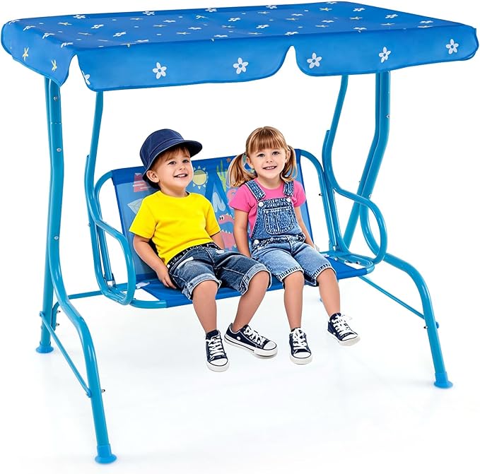 HONEY JOY Kids Patio Swing, 2-Seater Outdoor Porch Swing Lounge Chair, by HONEYJOY