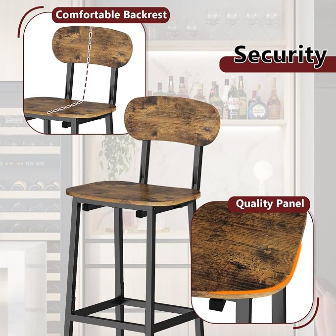 GILLAS Set of 2 Bar Stools, Modern Bar Stool - Image 4