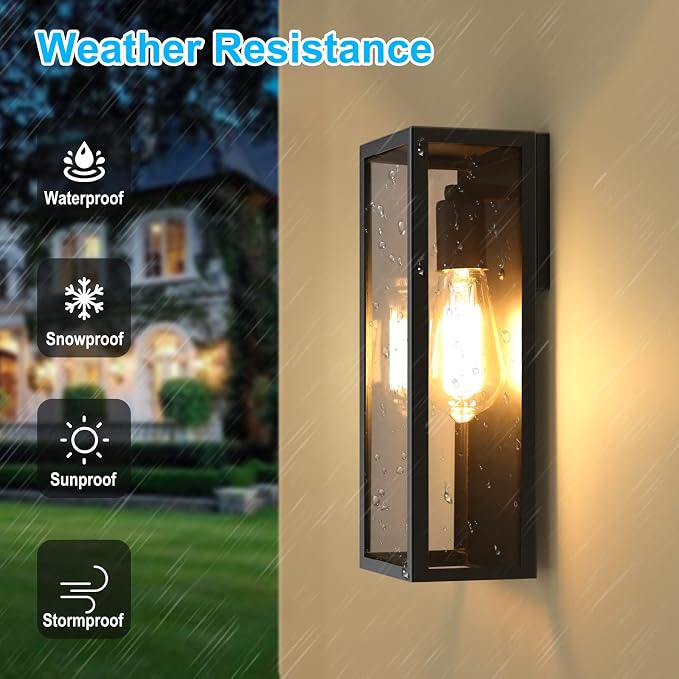 2-Pack Outdoor Wall Lanterns, Exterior Waterproof Wall Sconce - Image 2