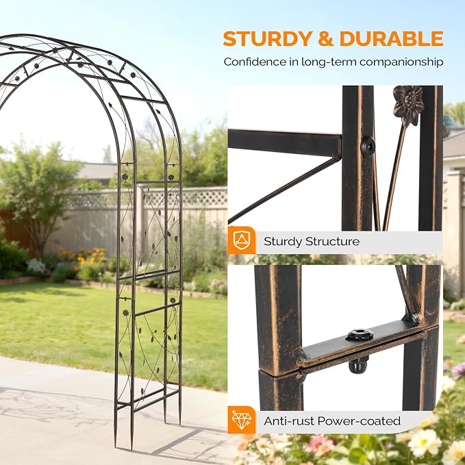VINGLI Garden Arbor, Arch for Wedding Ceremony Party, Christmas Garden Decor - Image 6