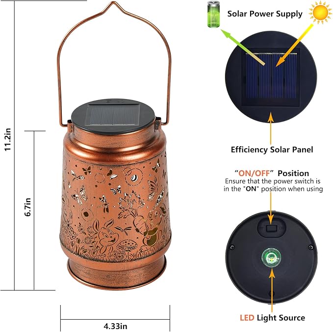 Solar Rabbit Lanterns Outdoor Hanging Decor Lantern, Waterproof Hollow Out - Image 4