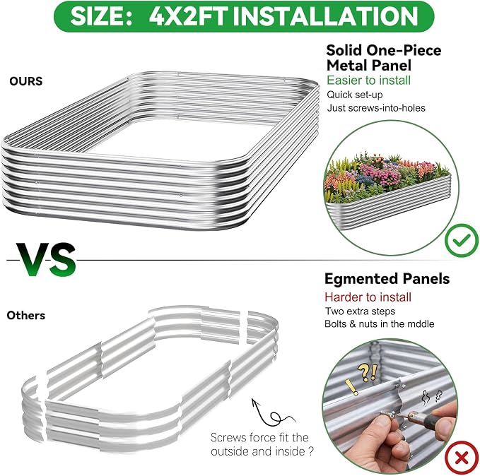 4 Pack Raised Beds for Gardening, Corrugated Galvanized Steel Raised Garden Bed - Image 2