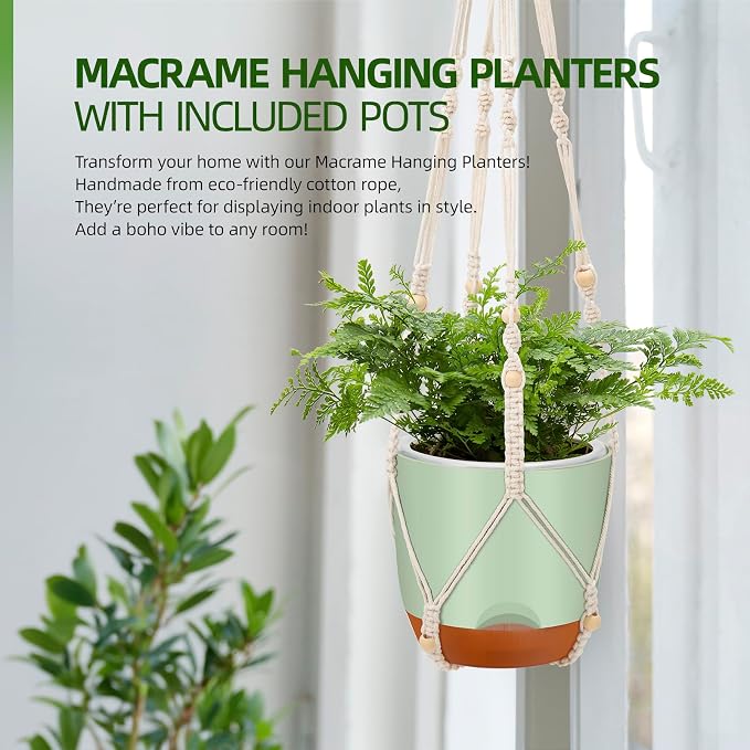 2-Pack 7.2-Inch Self-Watering Hanging Planters - Image 6