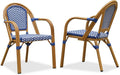 PURPLE LEAF French Bistro Chairs Set of 2 Aluminum Wicker Rattan Hand-Woven by PURPLELEAF