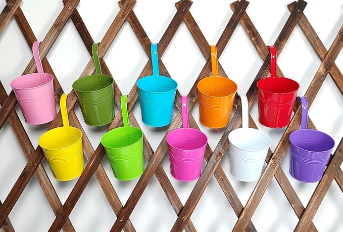10 Pcs Fence Planters, Railing Planter Flower Pot - Image 2