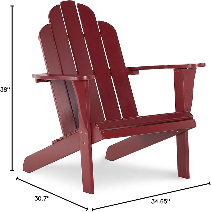 Linon Red Adirondack Chair, 30.4" W x 37.6" D x 37.8" H - Image 10