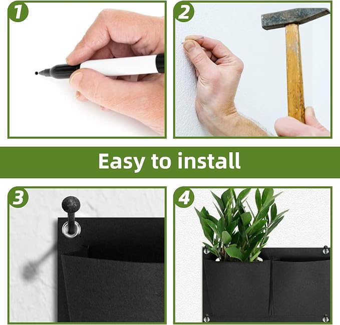 LITLANDSTAR 18 Pockets Hanging Grow Bags, 2 Pack Horizontal Wall Planter Plant - Image 5