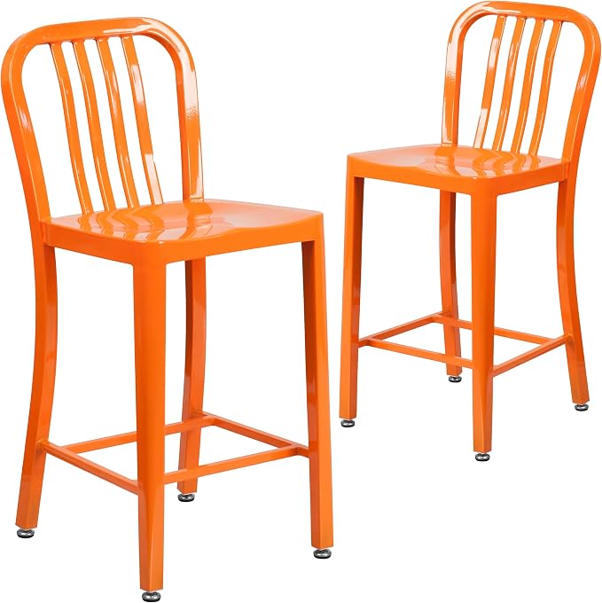 Flash Furniture Commercial Grade 24" High Orange Metal Indoor-Outdoor Counter by FlashFurniture