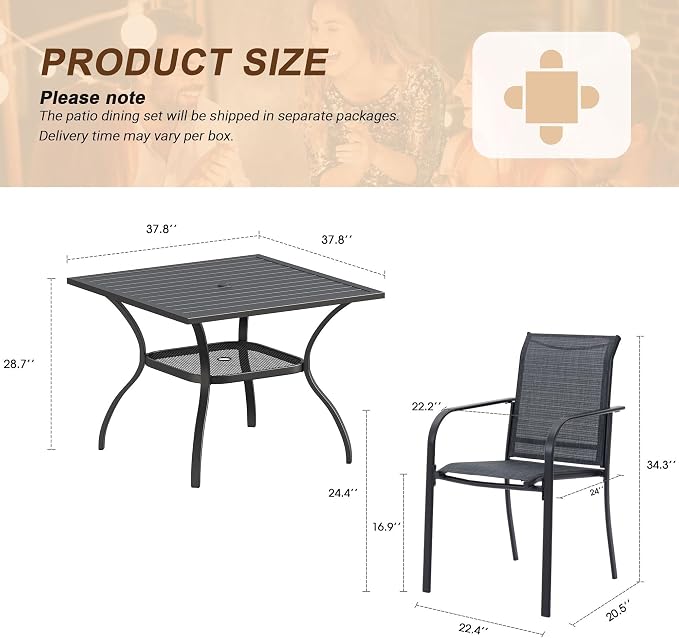 VICLLAX 5 Pieces Patio Outdoor Dining Set - Image 2