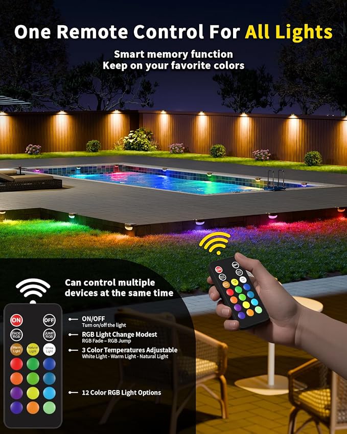 Solar Fence Lights with Remote Control 50ft, 15 Multi Colors Solar Powered - Image 2
