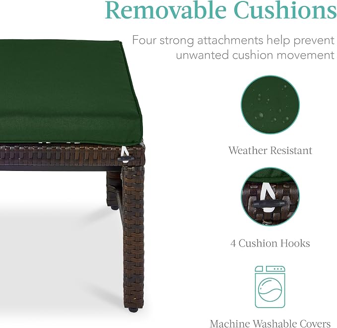 Best Choice Products Set of 2 Wicker Ottomans, Additional Seating, Side Table - Image 6