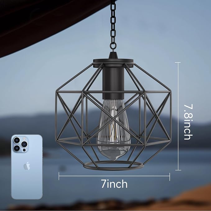 Hanging Solar Lantern, 7.8′′×7′′Outdoor Solar Lanterns Waterproof Pendant Light - Image 8