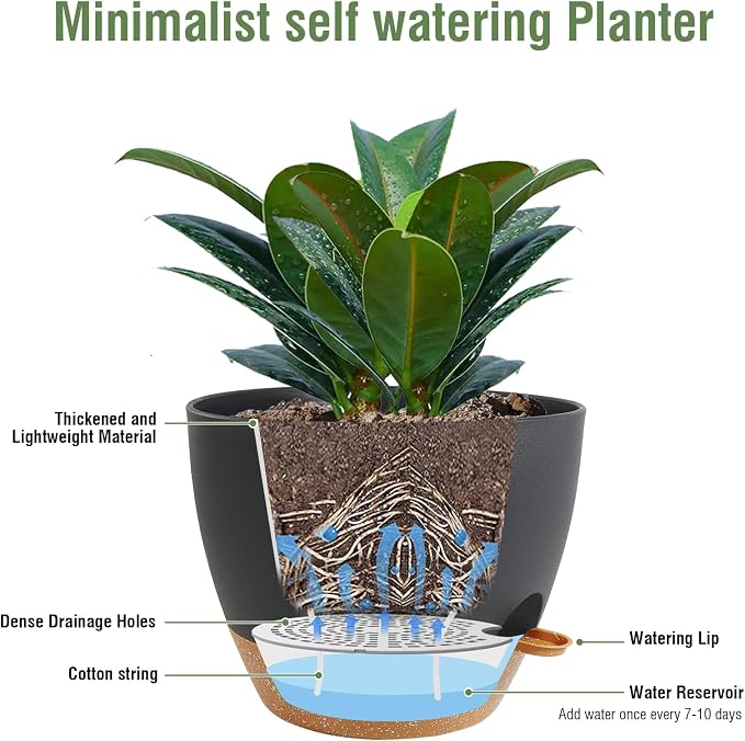 12 inch Large Self Watering Pots, Plant Pots - Image 4