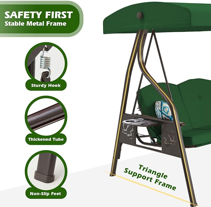 3-Seat Outdoor Porch Swing - Image 3