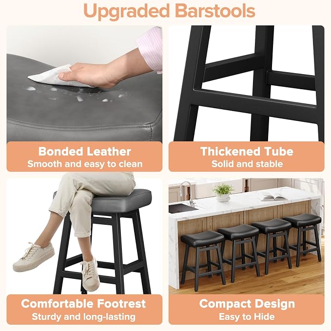 Counter Height Bar Stools Set of 2, 24 Inch Barstools - Image 4