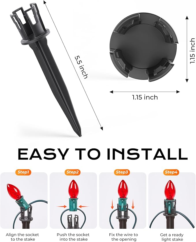 100-Pack Christmas Light Yard Stakes, 5.5 Inch Lighting Stakes - Image 4