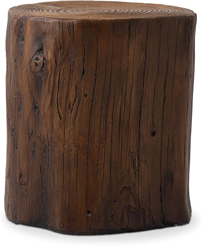 COSIEST Outdoor End Table Black Walnut Colored Faux Wood, Hand-Painted Wood by COSIEST