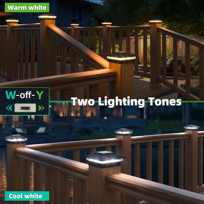 Post Cap Lights Outdoor 4pack, Waterproof Fence Post Solar Lights - Image 4