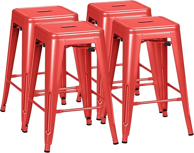 Furmax 24 Inch Metal Bar Stools Set of 4, Counter Height Bar Stools Height High by Furmax