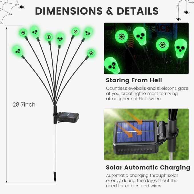 Solar Lights Outdoor, Halloween Decorations Outdoor, Scary Eyeball Lights - Image 2