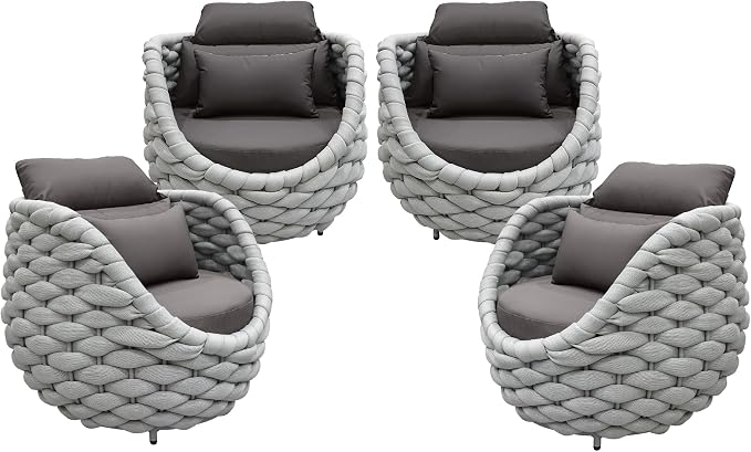 TWT 4 Pieces Patio Sofas All-Weather Teslin Rope Balcony Furniture by TWT
