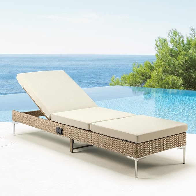 HOMREST Outdoor Chaise Lounge Chair Set of 2, Patio Wicker Lounge Chairs - Image 9