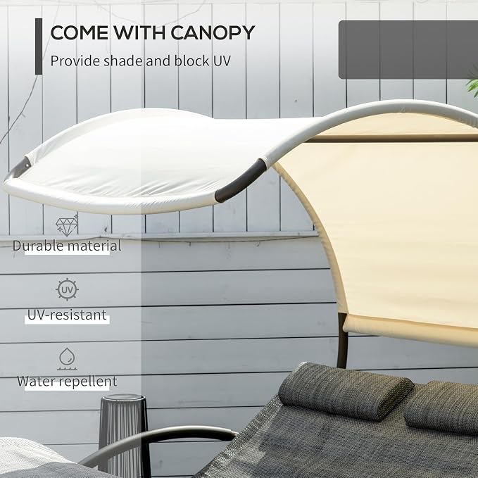 Outsunny Outdoor Double Chaise Rocking Chair, Day Bed Sun Lounger - Image 4