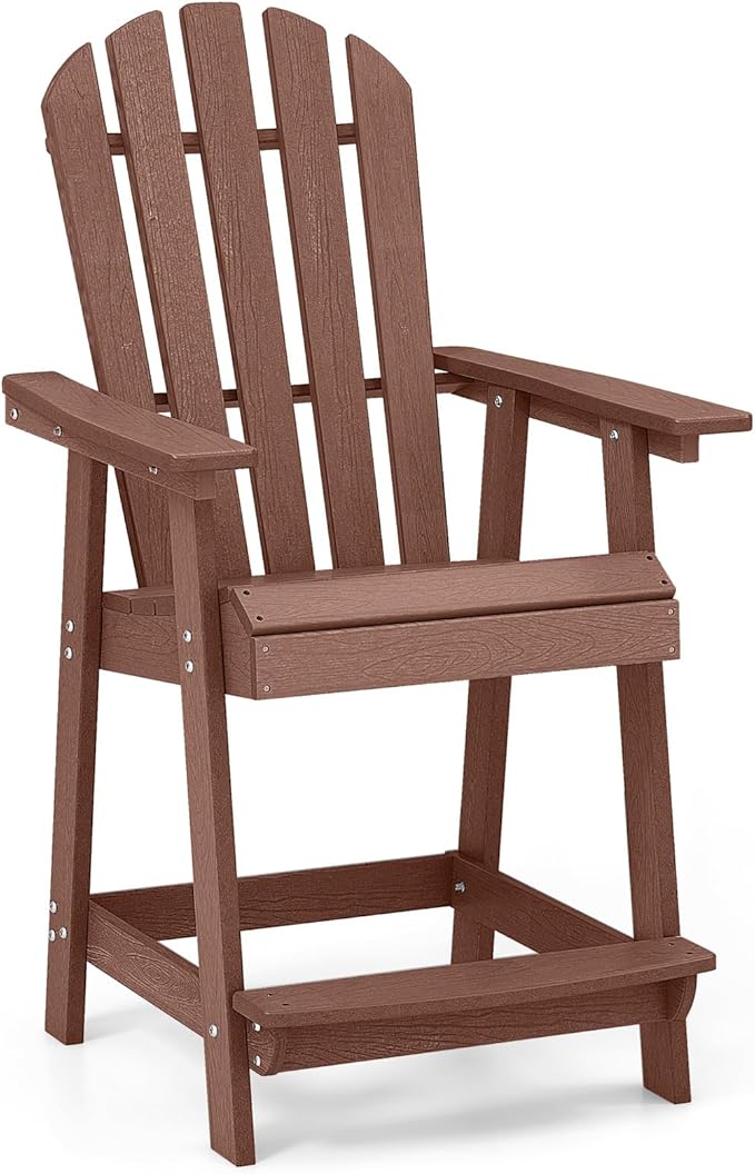 Tangkula Outdoor Bar Stool, HDPE Tall Adirondack Chair by TANGKULA