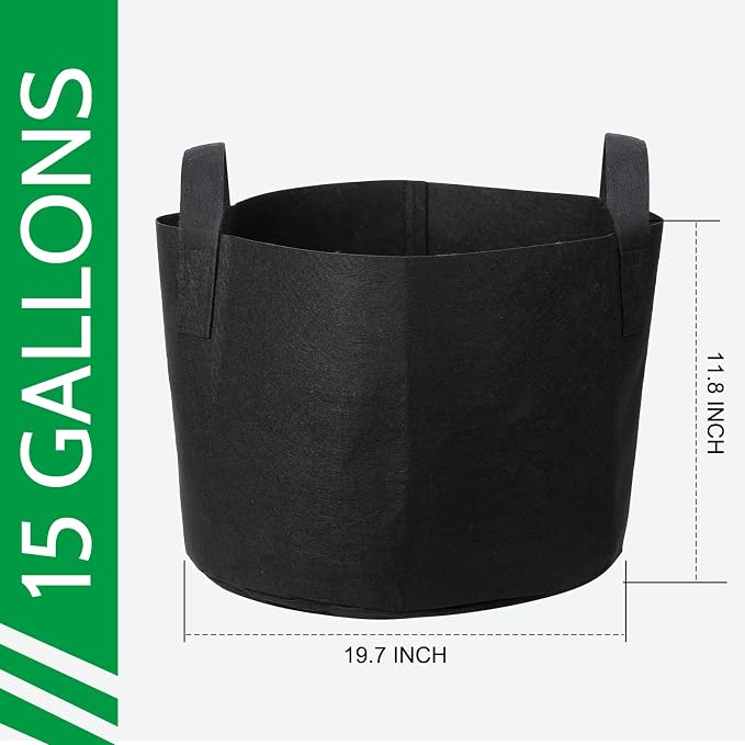 JERIA 12-Pack 15 Gallon Grow Bags, 300G Thickened Nonwoven Garden Pots - Image 2