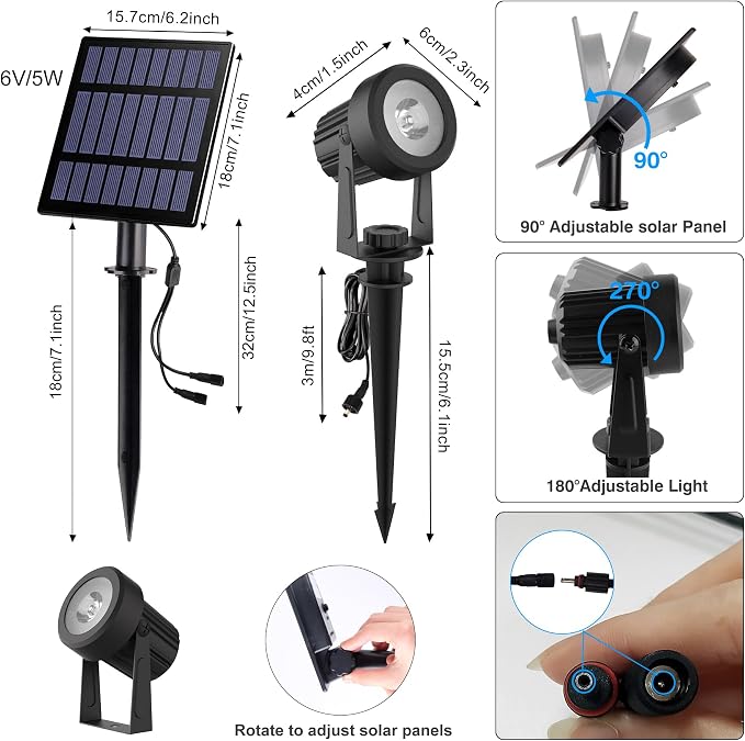 Solar Spot Lights Outdoor Color Changing, Solar RGB Spotlights Waterproof - Image 4