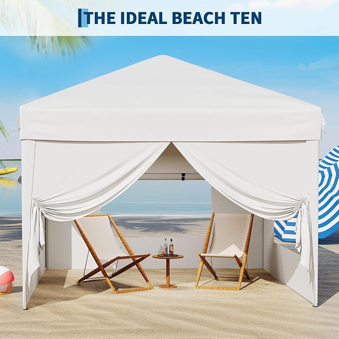 10x10 Pop Up Canopy Tent with 4 SideWalls, Easy Up Canopy with 3 Adjustable - Image 6