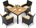 Tangkula 5 Pieces Rattan Outdoor Dining Set by TANGKULA