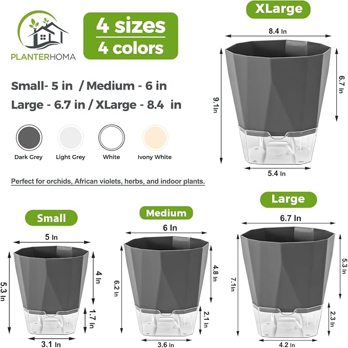 12 Pack Self Watering Plant Pots 6 Inches Self-Watering Planters - Image 3