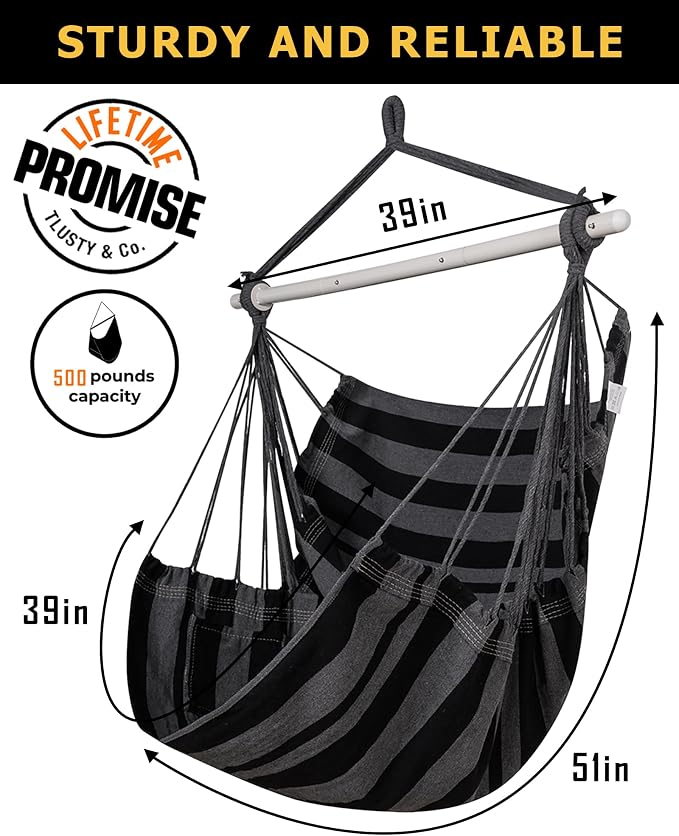 ADVOKAIR Hammock Chair Swing, Heavy-Duty Hanging Rope Swing Seat Supports 500 - Image 4