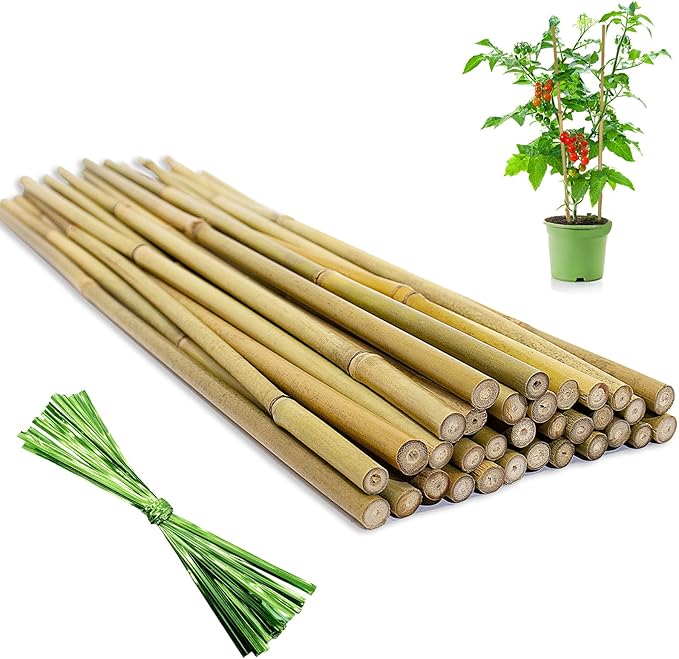 Garden Stakes, 18 Inches Natural Bamboo Plant Stakes, Plant Support Stakes by WDZZHOT