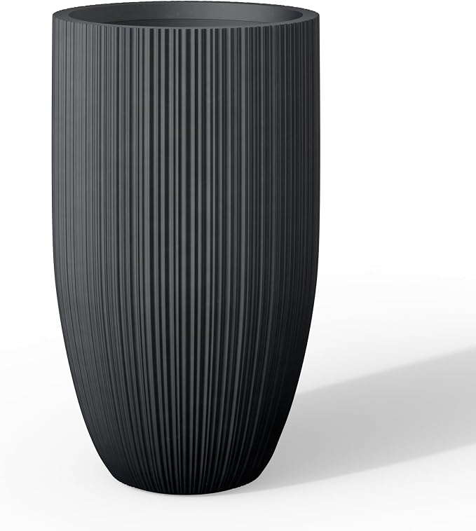 Kante 24 Inch Tall Round Concrete Planter, Large Indoor Outdoor Plant Pots by Kante