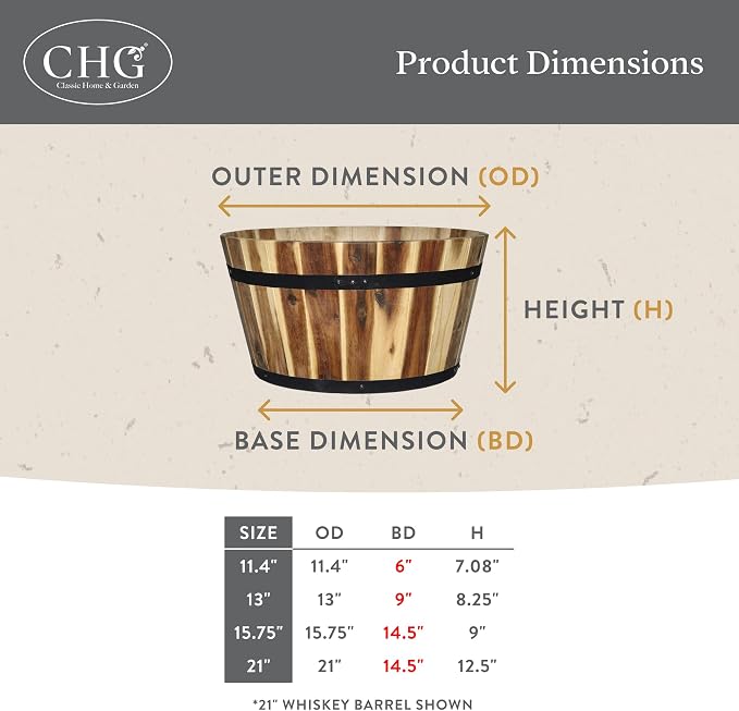 Classic Home and Garden Outdoor Whiskey Resin Flower Pot Barrel Planter - Image 5