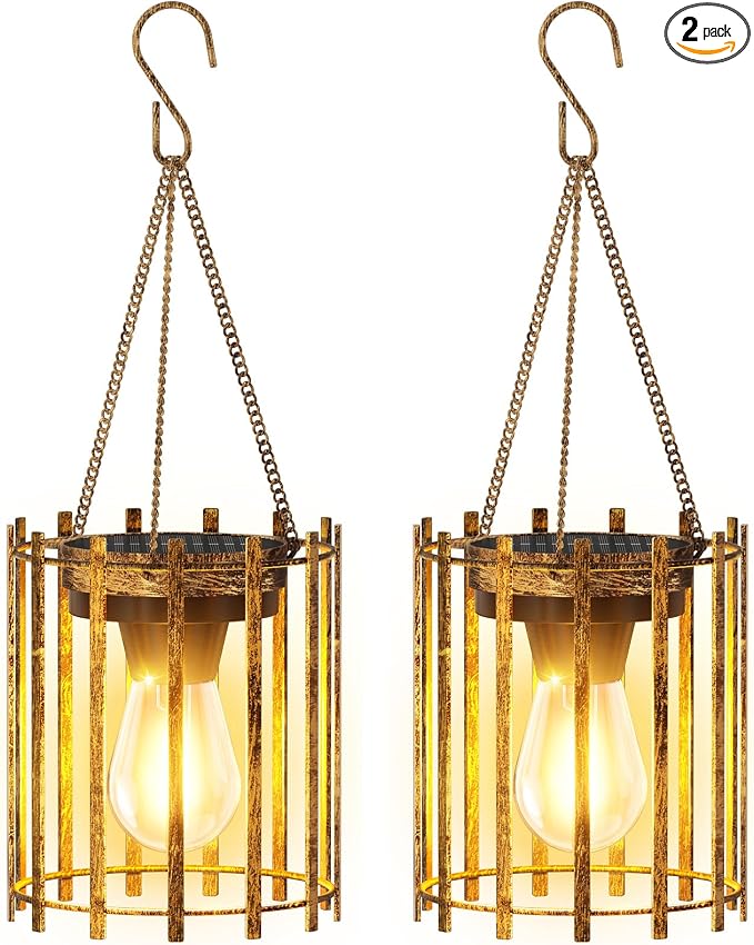 KOOPER Solar Lanterns Outdoor Waterproof, 2 Pack Bronze Upgraded Bright Hanging by KOOPER