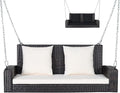 RELAX4LIFE 2-Seat Rattan Porch Swing, Wicker Outdoor Swings w/7.9 Ft Solid by RELAX4LIFE