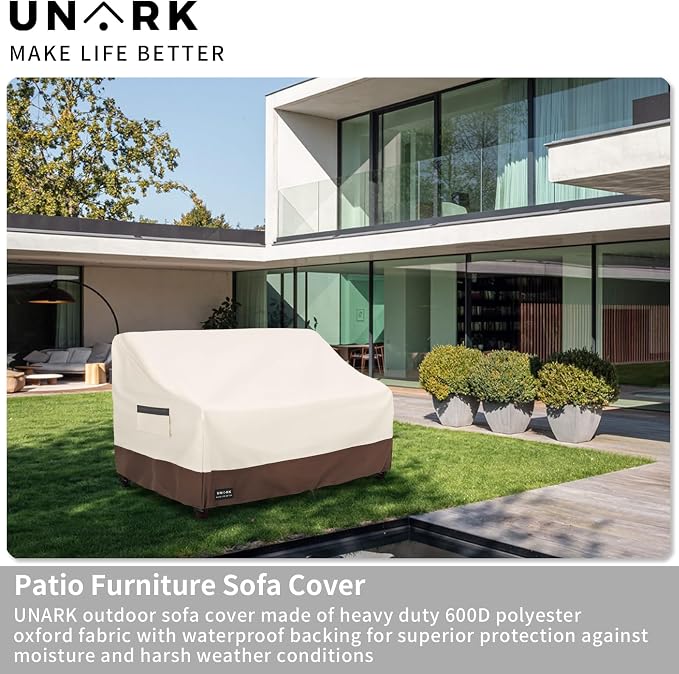Patio 3-Seater Sofa Cover, 3 Seater Outdoor Couch Cover Waterproof Couch Covers - Image 3