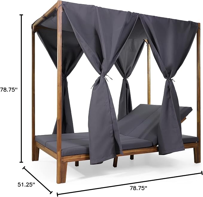 Christopher Knight Home Kinzie Outdoor DAYBED, Dark Grey + Teak Finish - Image 9