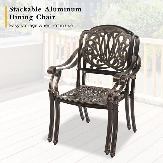VINGLI 7-Piece Outdoor Dining Set, Cast Aluminum Patio Furniture Set - Image 3