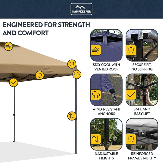 KAMPKEEPER 10x10 Pop-Up Canopy Tent, Waterproof, Portable Shade - Image 3