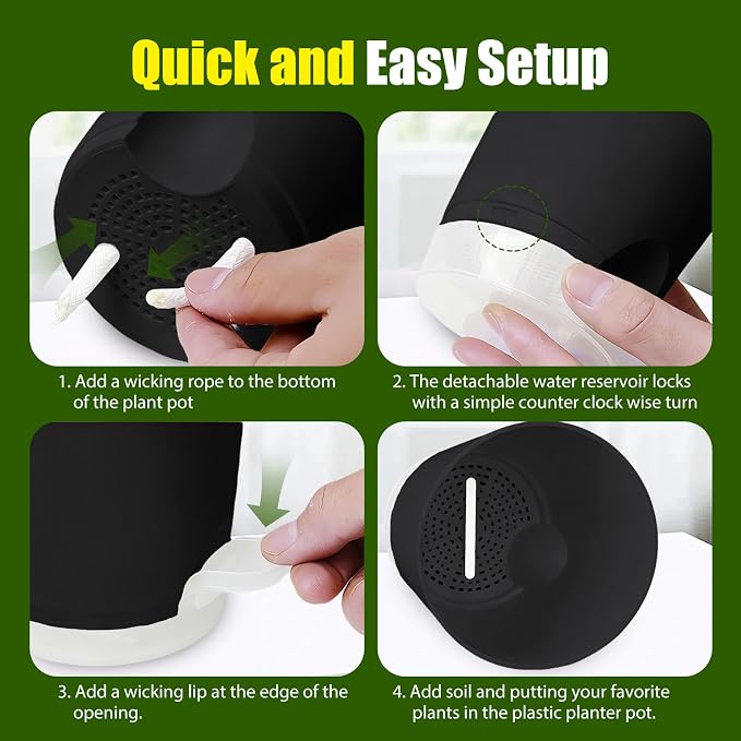 Plant Pots 4/5/5.5/6/6.5/7 Inch Self Watering Pots, 6 Pack Plastic Planters - Image 3