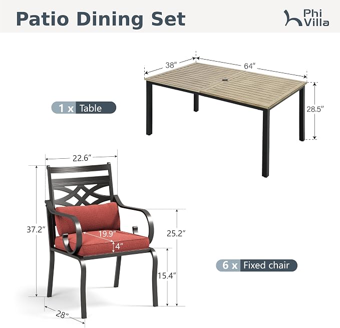 PHI VILLA 7 Pieces Outdoor Dining Set - Image 9