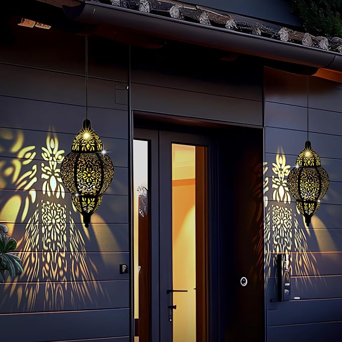 Hanging Solar Lantern Outdoor Decor, Moroccan Solar Lights - Image 7