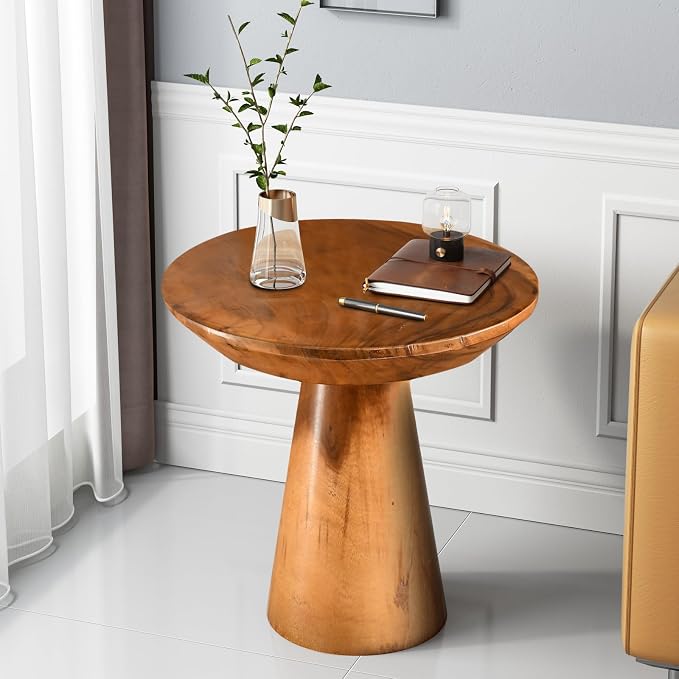 Mushroom Side Table, Teak Stool, Natural Plant Stand - Image 8