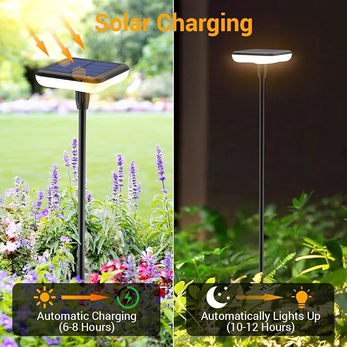 Solar Lights Outdoor Garden 4 Pack Solar Pathway Light 31" Tall Solar Landscape - Image 3